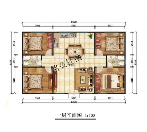120平米一層裝配式鋼結(jié)構(gòu)農(nóng)房